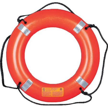 Mustang Survival MRD030-2-0-311 Ring Buoy with Reflective Tape, LDPE, 30 W x 4-1/2 H x 30 in Dia, Orange