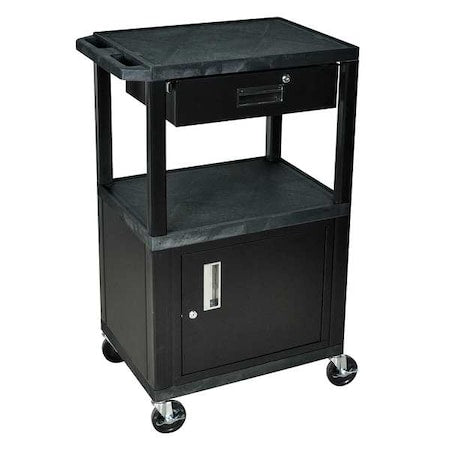 Luxor WT42C2-B/WTD Audio-Visual Cart, 200 lb., Black, 24 In. L