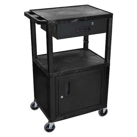 Luxor WT42C2E-B/WTD Audio-Visual Cart, 200 lb., Black, 24 In. L
