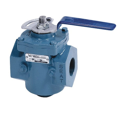 VAL-Matic 5801-5RTLK Plug Valve, 1 1/2 In, Lever Operated, CI