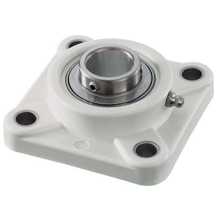 NTN ZUCFPL205-16 4 Holes, Square Housing, Flange Mount Bearing, Radial Ball, 1 in Dia, Polymer, Set Screw