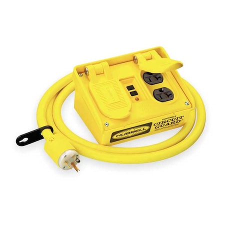 Hubbell Wiring Device-Kellems GFP15M Plug-In GFCI with Cord, 6 ft., Ylw, NEMA 3R
