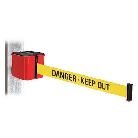 Retracta-Belt WH412RD25-DKO-MM Belt Barrier, Yllw/Black Text Belt, 4-1/4