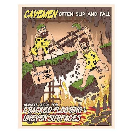 Mancomm 31P-699-01 Safety Poster, Caveman Surfaces, Paper, 16 in W, 12 in H