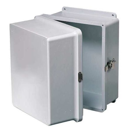 Wiegmann HW-J80808XD Padlockable Hasp Electrical Enclosures, 7.73 in H, 9.19 in D, 8 in W, 1, 12, 3R, 4X, 6P, Fiberglass