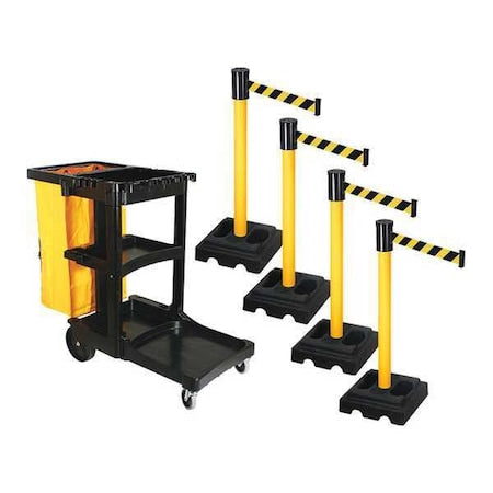 Retracta-Belt PSBK322PYW-BYD Barrier Systems, Black/Yellow, 15 ft Length, 40 in Post Height