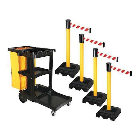 Retracta-Belt PSBK322PYW-RWD Barrier Systems, Red/White, 15 ft Length, 40 in Post Height