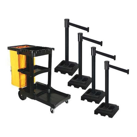 Retracta-Belt PSBK322PSB-BK Barrier Systems, Black, 15 ft Length, 40 in Post Height