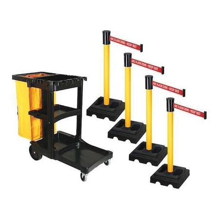 Retracta-Belt PSBK322PYW-ARC Barrier Systems, 15 ft Length, 40 in Post Height, ARC Flash Zone - Keep Out