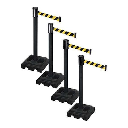Retracta-Belt PSBA322PSB-BYD Barrier Systems, Black/Yellow, 15 ft Length, 37 in Post Height