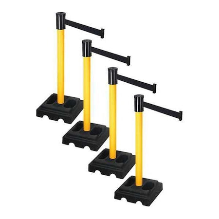 Retracta-Belt PSBA322PYW-BK Barrier Systems, Black, 15 ft Length, 37 in Post Height