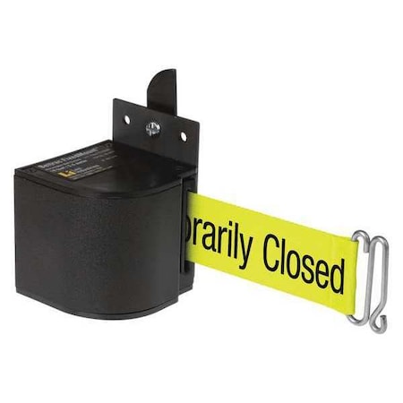 Lavi Industries 50-3017WB/18/FY/F7 Warehouse Fixed Mount Retractable Belt Barrier, Black, 18 ft Length, Wrinkle