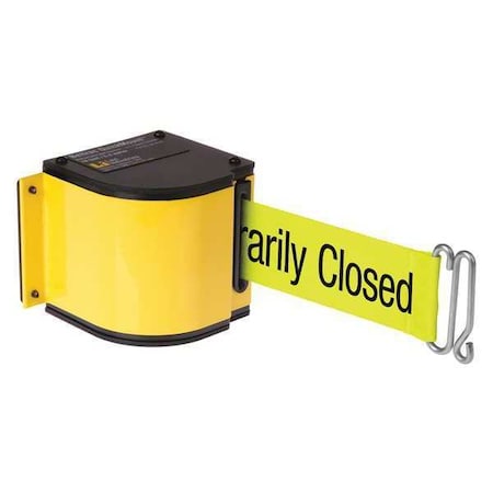 Lavi Industries 50-3016M/YL/18/FY/S7 Warehouse Quick Mount Retractable Belt Barrier, Yellow, 18 ft Length, Powder Coated