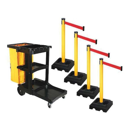 Retracta-Belt PSBK302PYW-RD Barrier Systems, Red, 10 ft Length, 40 in Post Height