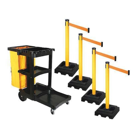 Retracta-Belt PSBK302PYW-OR Barrier Systems, Orange, 10 ft Length, 40 in Post Height