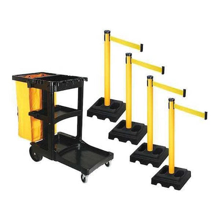 Retracta-Belt PSBK302PYW-YW Barrier Systems, Yellow, 10 ft Length, 40 in Post Height