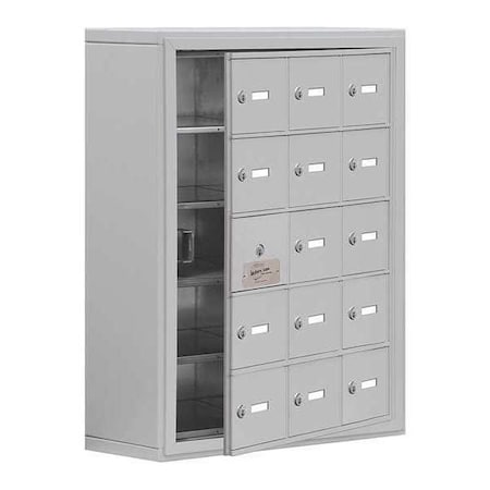 Salsbury Industries 19158-15ASK Cell Phone Locker, 24 in W, 9 1/4 in D, 31 in H, (3) Wide, (5) Tier, Silver