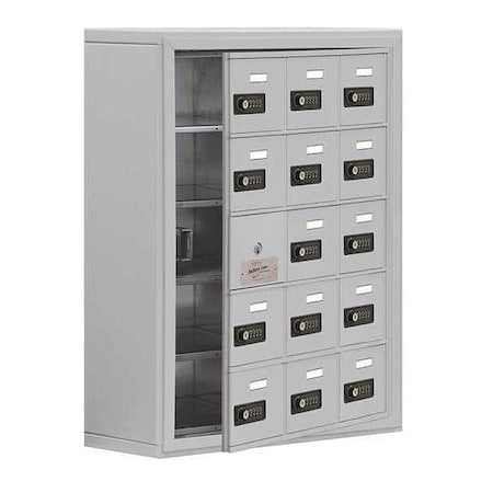 Salsbury Industries 19158-15ASC Cell Phone Locker, 24 in W, 9 1/4 in D, 31 in H, (3) Wide, (5) Tier, Silver