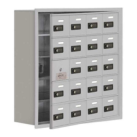 Salsbury Industries 19158-20ARC Cell Phone Locker, 29 1/4 in W, 8 3/4 in D, 29 3/4 in H, (4) Wide, (5) Tier, Silver