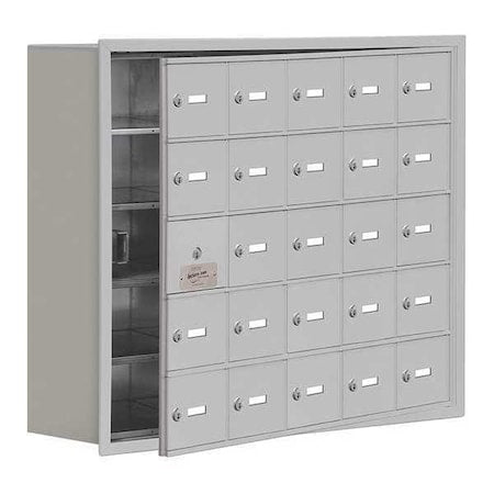 Salsbury Industries 19158-25ARK Cell Phone Locker, 35 3/4 in W, 8 3/4 in D, 29 3/4 in H, (5) Tier, (5) Wide, Silver