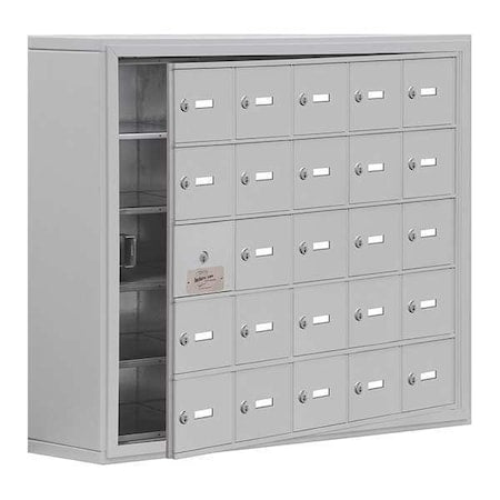 Salsbury Industries 19158-25ASK Cell Phone Locker, 37 in W, 9 1/4 in D, 31 in H, (5) Tier, (5) Wide, Silver
