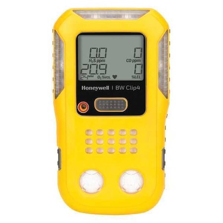 Honeywell BW BWC4-Y-C Multi-Gas Detector, Audible, Vibrating, Visual, LCD, 2 yr Battery Life