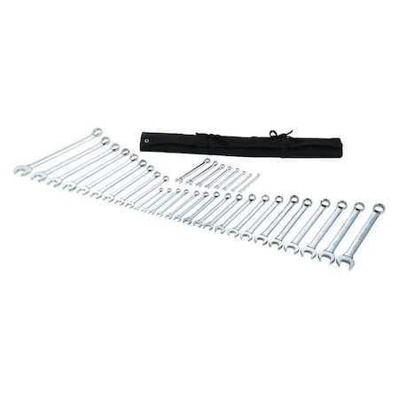 Westward 54DF95 Combination Wrench Set, 15 Degree Head Angle, 35-Piece