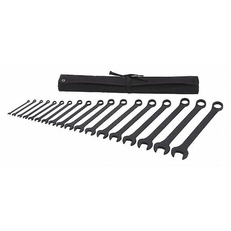 Westward 54DG08 Combination Wrench Set, Black Oxide, 1/4 in to 1 1/4 in Head Sizes, 12 Points, 18-Piece