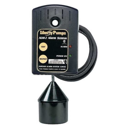 Liberty Pumps ALM-2-1 WaterAlarm, Audio, Visual, 120V AC, 9V DC, 4 ft