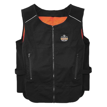Ergodyne 6260 Cooling Vest, Cotton, Polyester, Zipper, Black, M/L