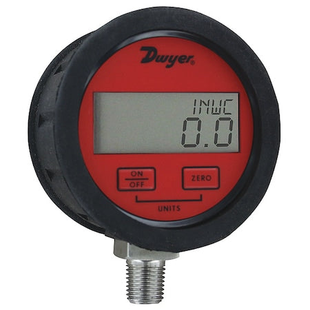 Dwyer Instruments DPGAB-05 Digital Process Pressure Gauge, 0 to 15 psi, 3 in Dial, 1/4 in NPT, Bottom Location