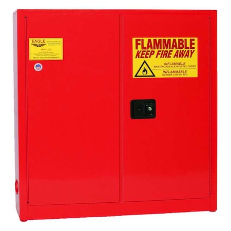 Eagle MFG 1976XRED Hazardous Material Storage Cabinet, 24 gal, 3 Shelves, Steel, 43 in W x 44 in H x 12 in D, Red