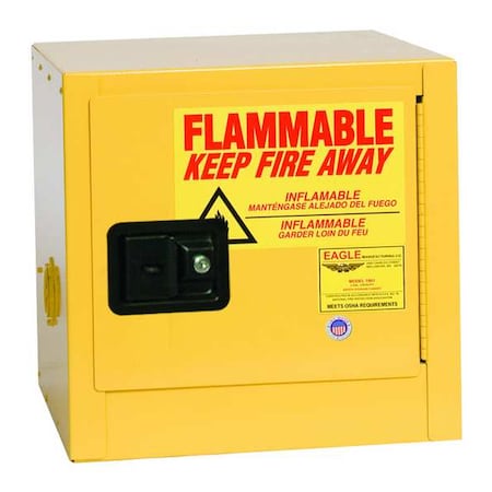 Eagle MFG 1901X Hazardous Material Storage Cabinet, 2 gal, 1 Shelves, Steel, 17 in W x 18 in H x 17 in D, Yellow