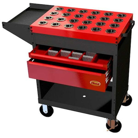 Huot 13640 ToolScoot Tool Cart, 2 Drawer, Black/Red, Steel, 18 in D x 35-1/4 in H
