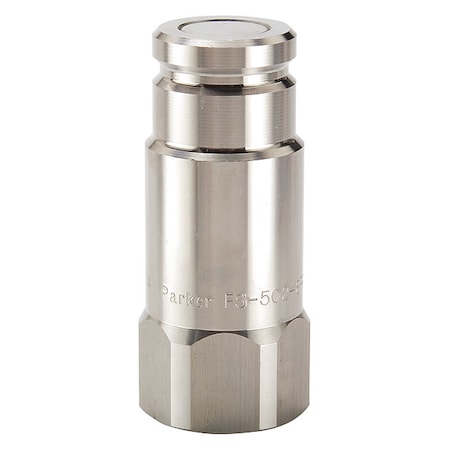 Parker FS-502-8FP-E5 Hydraulic Quick Connect Hose Coupling, 316 Stainless Steel Body, Push-to-Connect Lock, FS Series