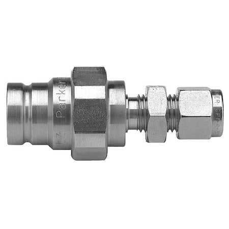 Parker FS-252-4BZ Hydraulic Quick Connect Hose Coupling, 316 Stainless Steel Body, Push-to-Connect Lock, FS Series