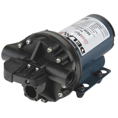 Delavan Fluid Power 5830-201C-SB Diaphragm Pump, Polypropylene, Santoprene, 12V DC, 3.0 GPM 140 Degrees F