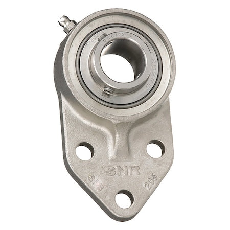 NTN SUCFB204 3 Holes, Flange Bracket Housing, Flange Mount Bearing, Radial Ball, 25/32 in Dia, Stainless Steel, Set Screw