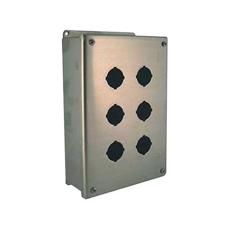 Schneider Electric 9001KYSS6 Control Station Enclosure, 30 mm, 6Holes, SS