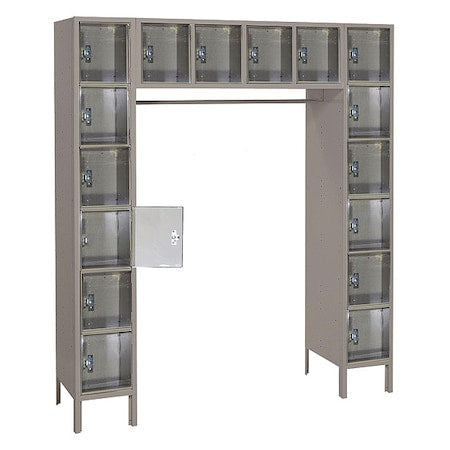 Lyon DD5990PC Box Locker, (4) Wide, (6) Tier, Steel, Gray, Powder Coated Finish, 69 in W, 18 in D, 78 in H