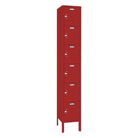 Lyon YFC5362 Wardrobe Locker, 12 in W, 18 in D, 78 in H, (1) Wide, (6) Tier