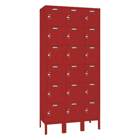 Lyon YFC53623SU Wardrobe Locker, 36 in W, 18 in D, 78 in H, (3) Wide, (6) Tier