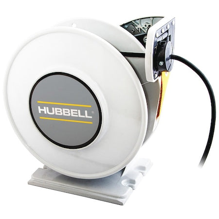Hubbell Wiring Device-Kellems HBLI45164 Cord Reel With Hand Lamp, Spring Retracted, Flying Lead, 16 AWG, White Reel Color, 45