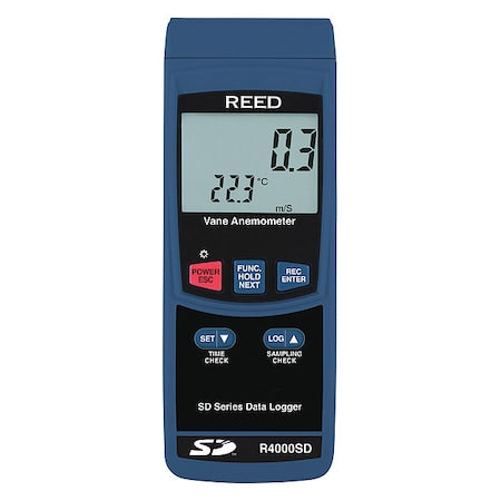 Reed Instruments R4000SD Anemometer, 79 to 5,906fpm, 32 to 122F