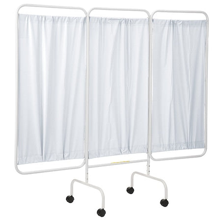 R&B Wire Products PSS-3CUS Three Panel Mobile Privacy Screen with White Vinyl Panels, Made in USA
