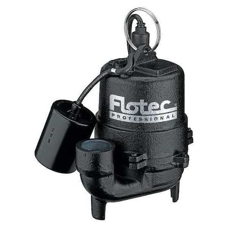 Pentair Flotec E3375TLT Effluent Pump, Cast Iron, 3/4 Solids, 1/3 HP