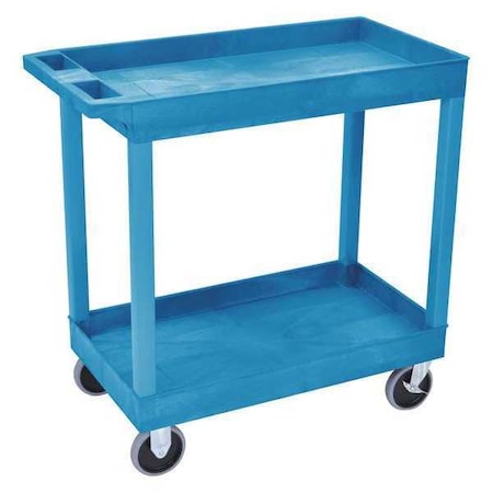 Luxor EC11HD-BU Utility Cart with Deep Lipped Plastic Shelves, 500 lb Load Capacity, 2 Shelves, 35 1/2 in L
