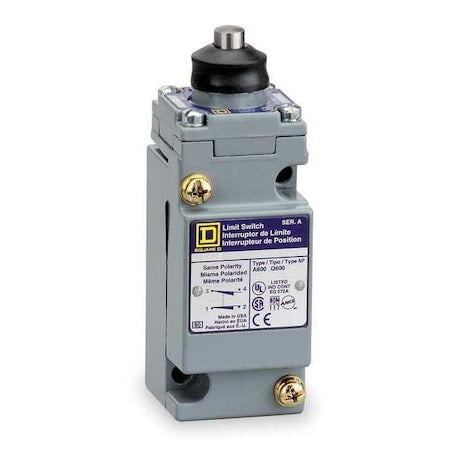 Telemecanique Sensors 9007C52ED Heavy Duty Limit Switch, Adjustable Push, Rod, 1NC/1NO, 10A at 600V AC, Actuator Location