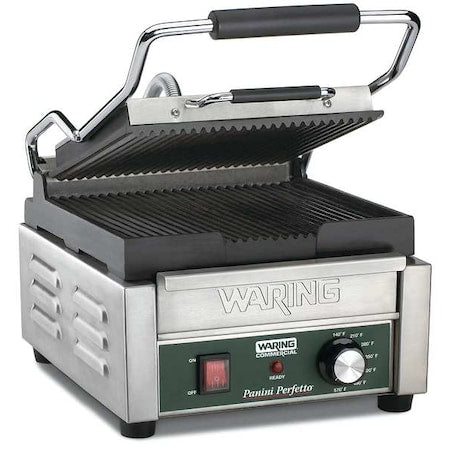 Waring Commercial WPG150 Compact Panini Grill, Ribbed Plates, 120V, 1800 Watts