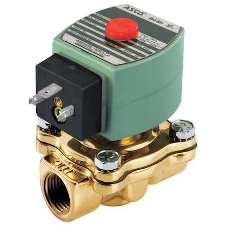 Asco SC8215G020 Solenoid Valve, 2-Way, 2-Position, Normally Closed, 1/2 in Pipe Size, 24V AC, High Flow, Aluminum